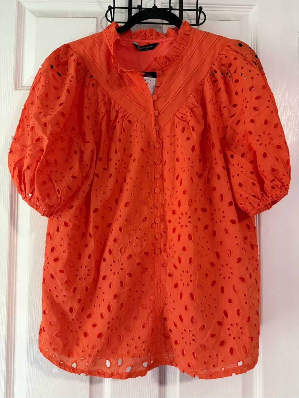 Eyelet Blouse Medium Cottagecore Puff Sleeve Prairie Coquette Boho